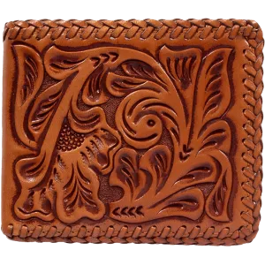 3D Men's Floral Lacing Tooled Bifold Wallet DAW117