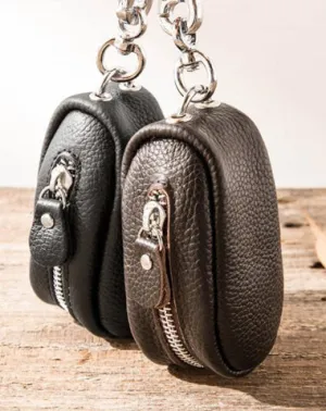 Black Leather Mens Small Car Key Wallets Brown Key Holder Car Key Pouch For Men