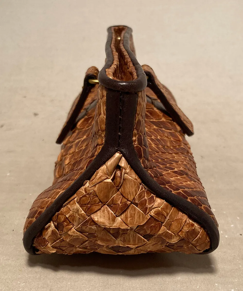 Bottega Veneta Tan Snakeskin Clutch