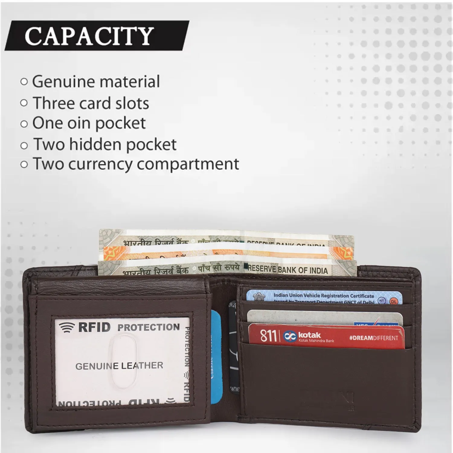 CIMONI Genuine Leather Casual 9 Credit Cards Slots RFID Wallet for Men