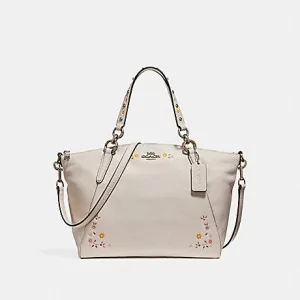 Coach Women's Small Kelsey Satchel With Floral Tooling SV/Chalk F24599 SVHA