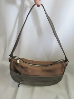 ELLEN TRACY Leather Suede indie hobo satchel shoulder bag purse BROWN CHOCOLATE