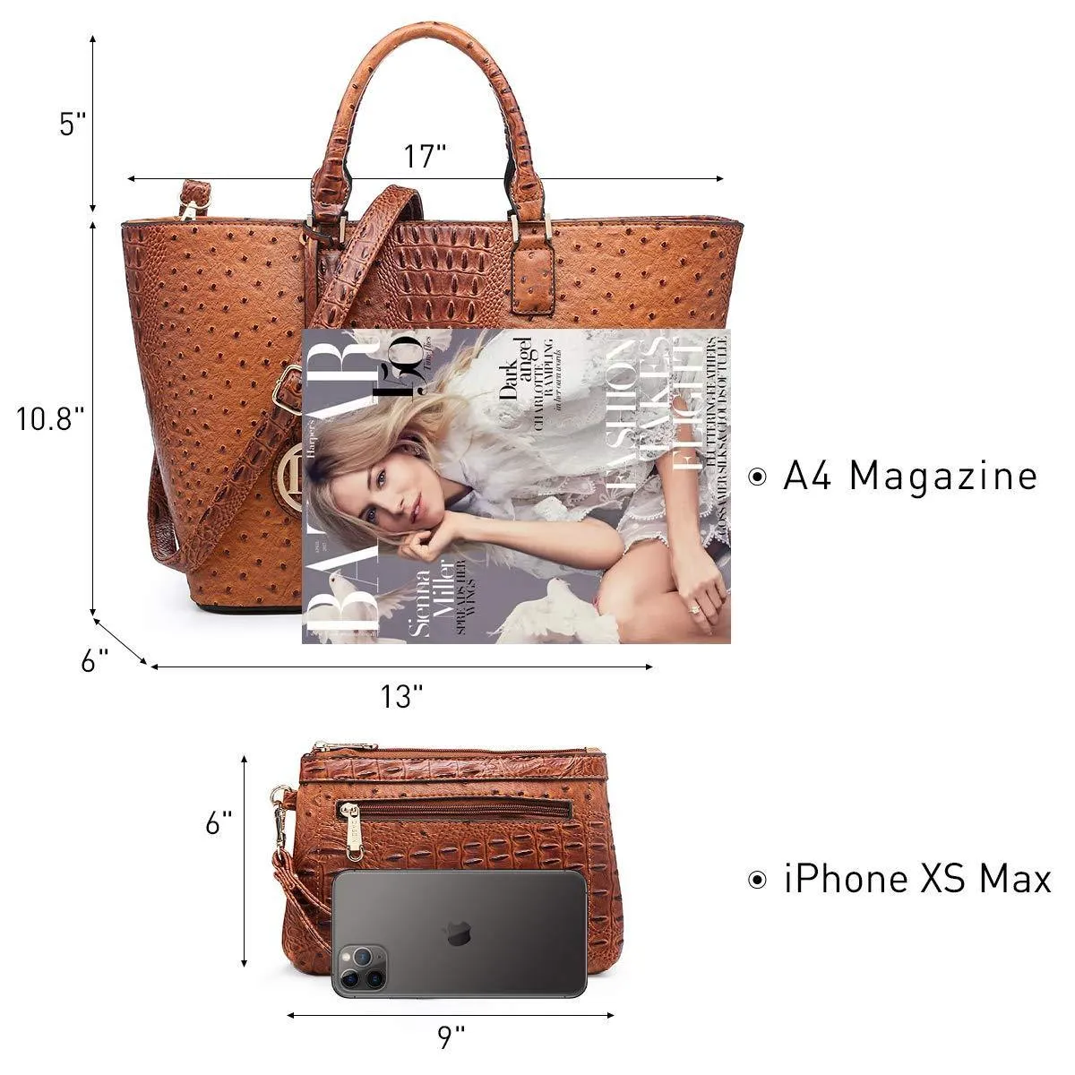 Fashion Embossed Pattern Tote with Matching Wallet