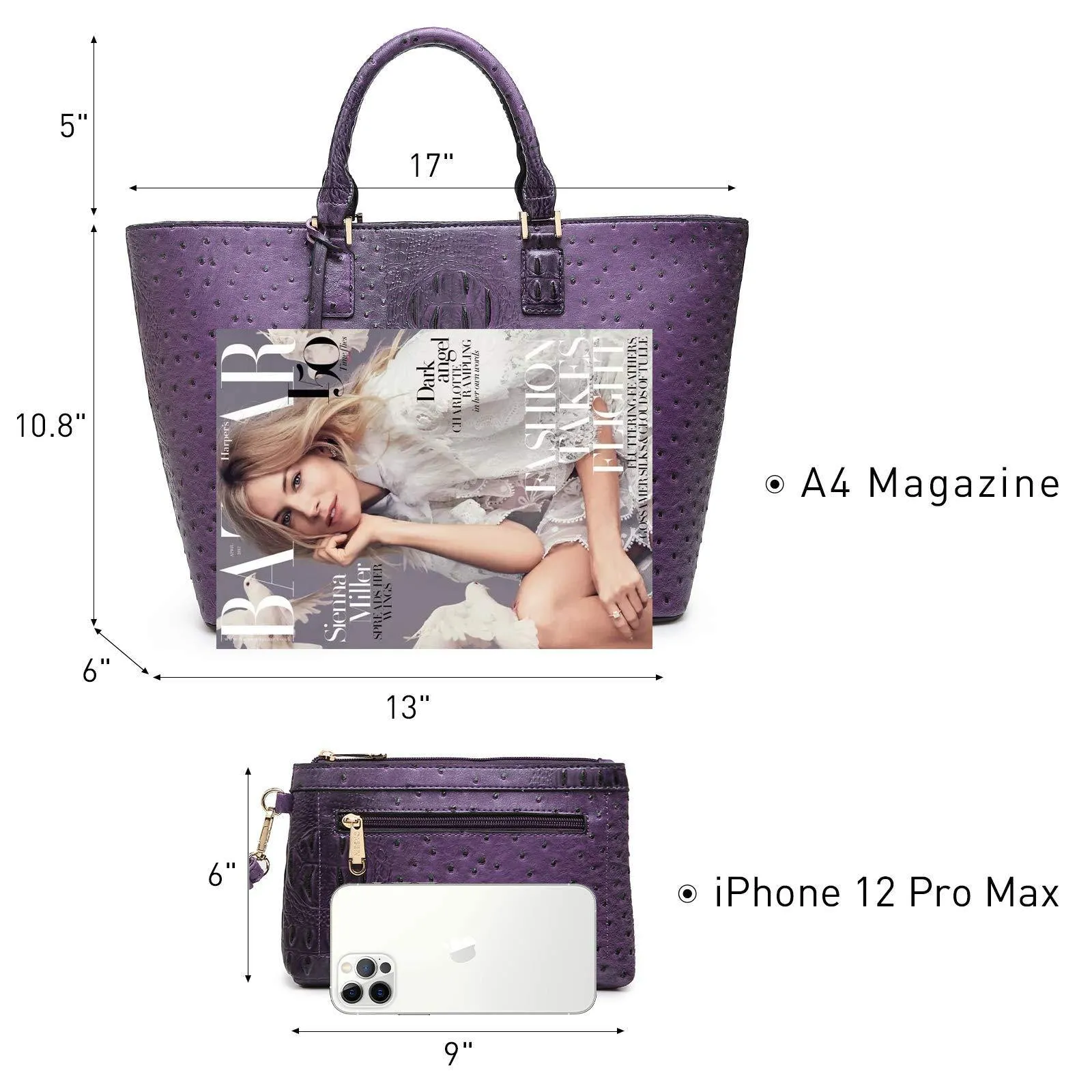 Fashion Embossed Pattern Tote with Matching Wallet