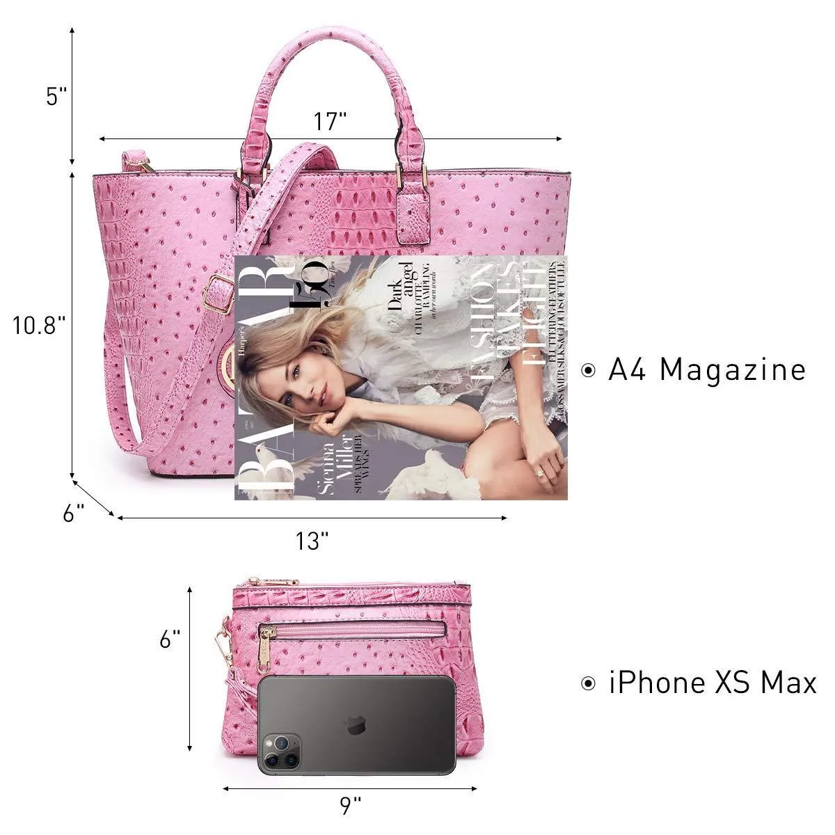 Fashion Embossed Pattern Tote with Matching Wallet