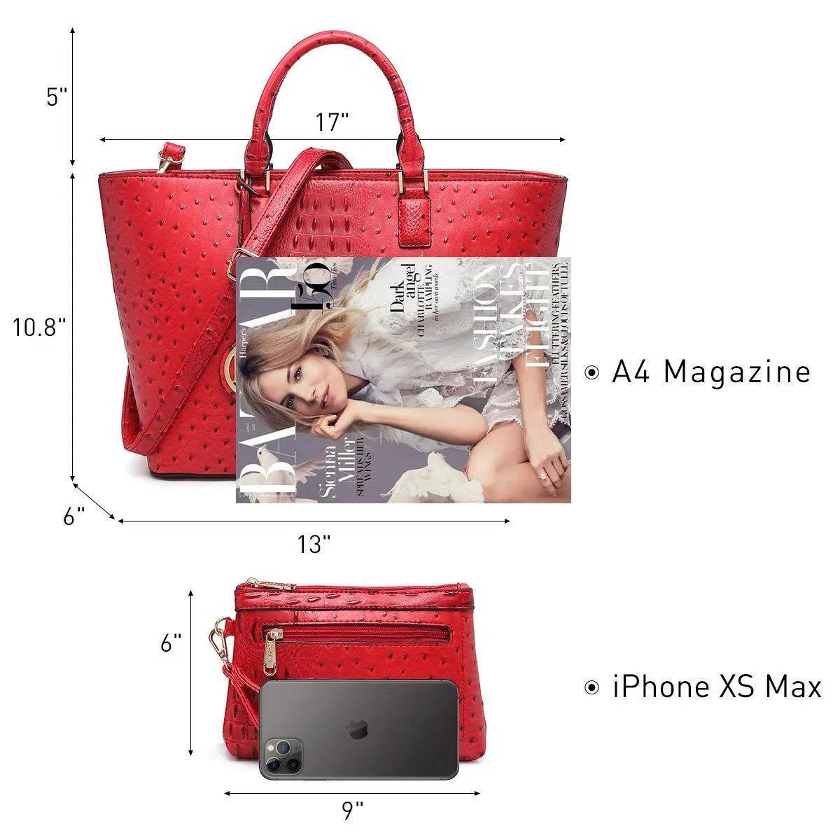 Fashion Embossed Pattern Tote with Matching Wallet