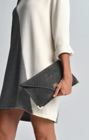 Leather Suede Clutch