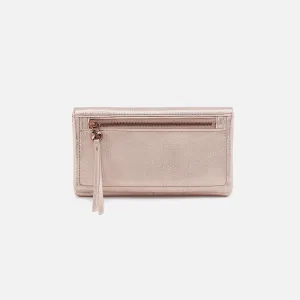 Lumen Continental Wallet In Metallic Leather - Pink Gold Metallic