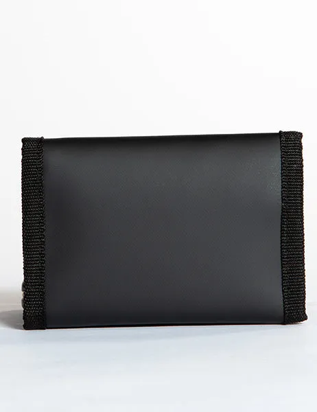 Monochrome tri-fold wallet waterproof coated with zip notes pocket