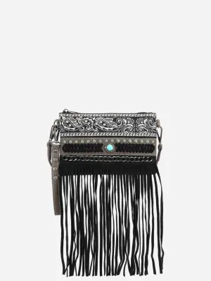 Montana West Embroidered Fringe Crossbody Wristlet