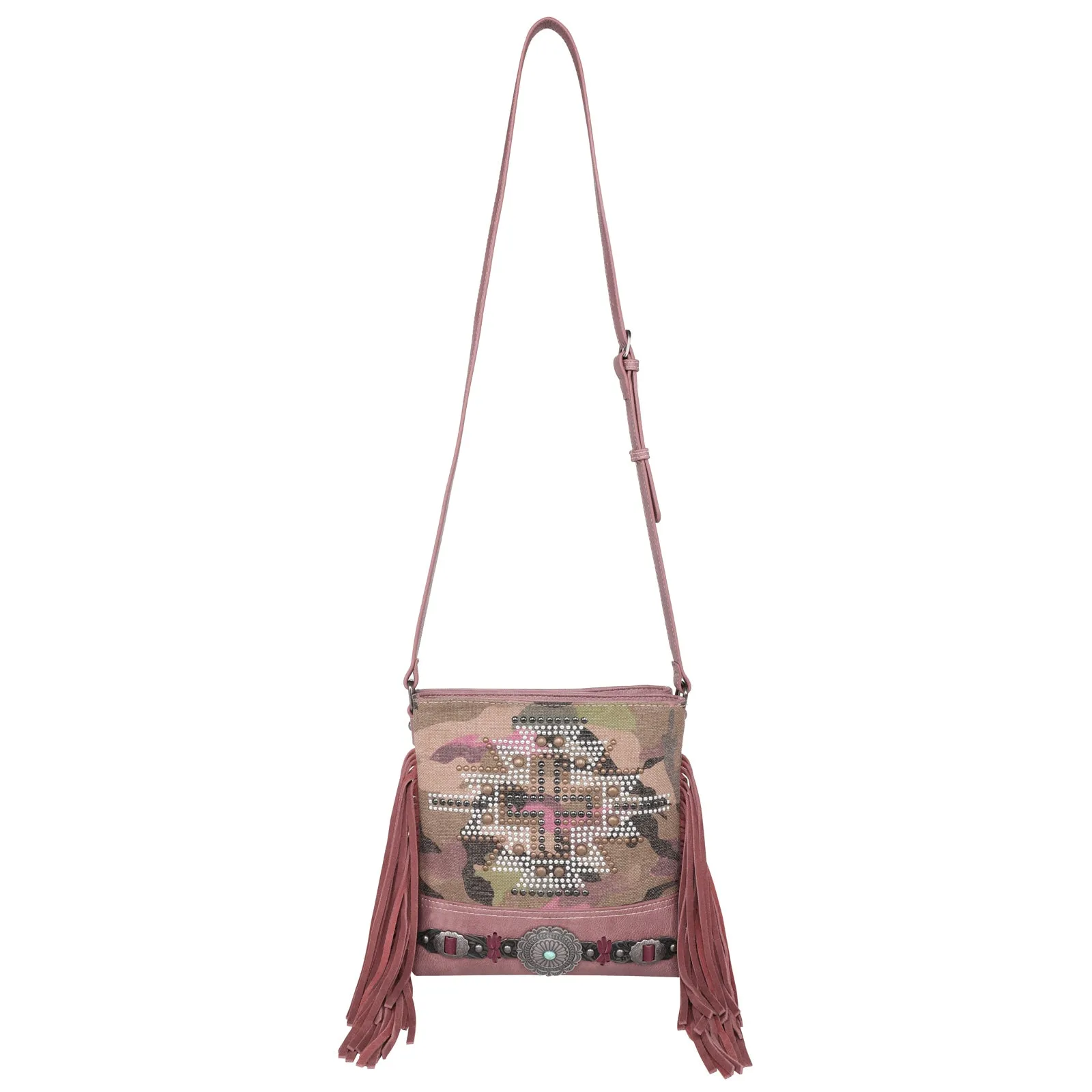 MW1226G-9360 Montana West Aztec Collection Camo Print Canvas Concealed Carry Crossbody