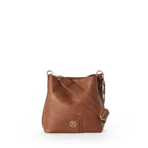 NAOMI Vegan Crossbody Bucket Bag in Camel