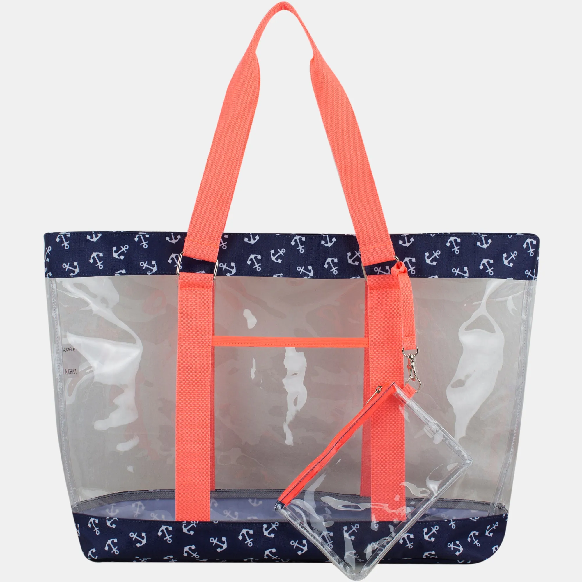 Supreme Deluxe 100% Clear PVC Printed Large Tote with Large Wristlet