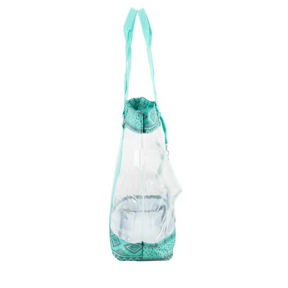 Supreme Deluxe 100% Clear PVC Printed Large Tote with Large Wristlet