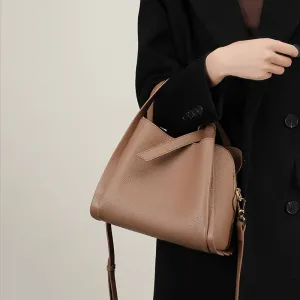 Women Fashion Soft Cowhide Bucket Shoulder Bag